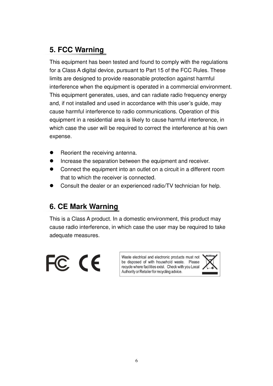 Lennox Hearth 1000BASE-T manual FCC Warning, CE Mark Warning 