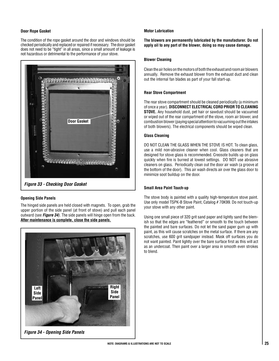 Lennox Hearth 32FS Door Rope Gasket, Door Gasket, Opening Side Panels, Motor Lubrication, Blower Cleaning, Glass Cleaning 