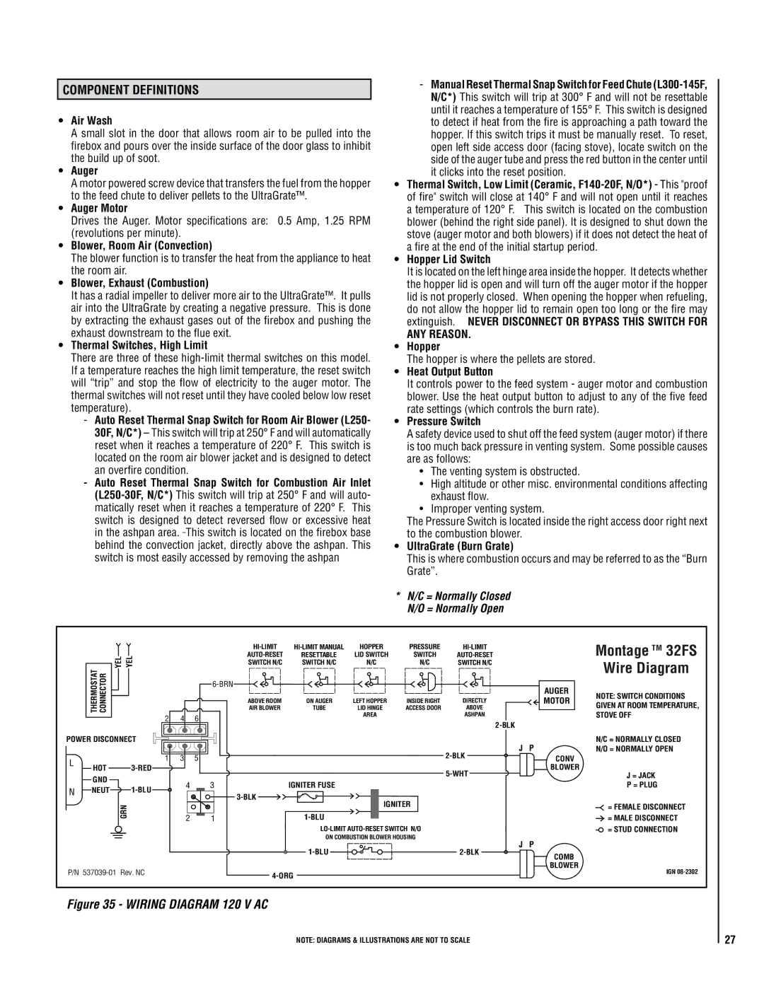 Lennox Hearth 32FS operation manual Component Definitions, ANY Reason 