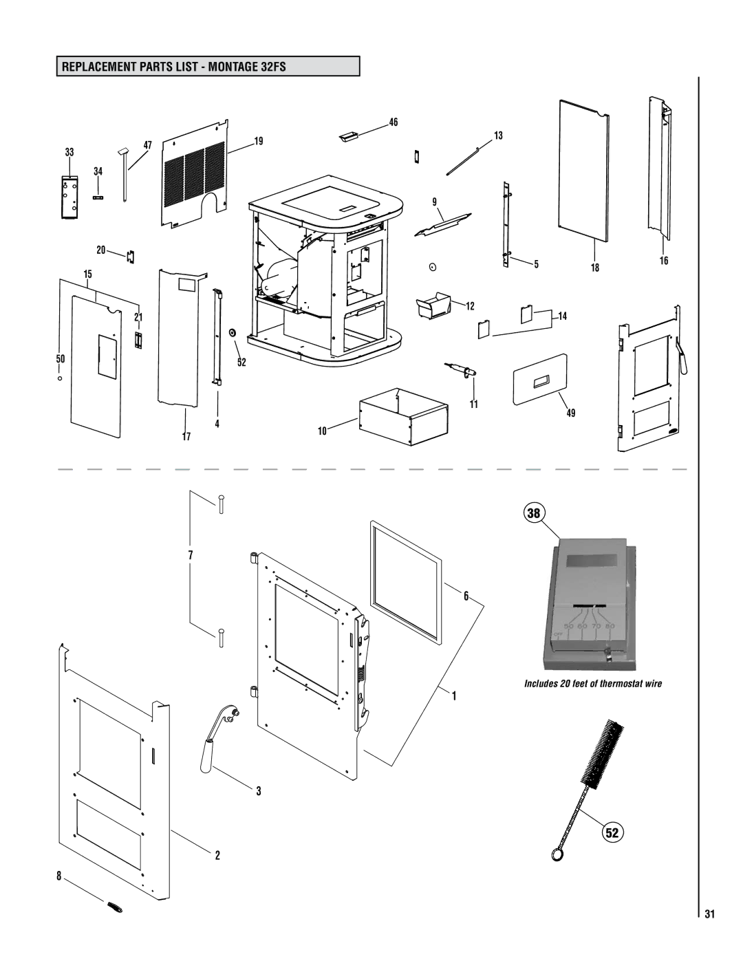 Lennox Hearth operation manual Replacement Parts List Montage 32FS, 1710 