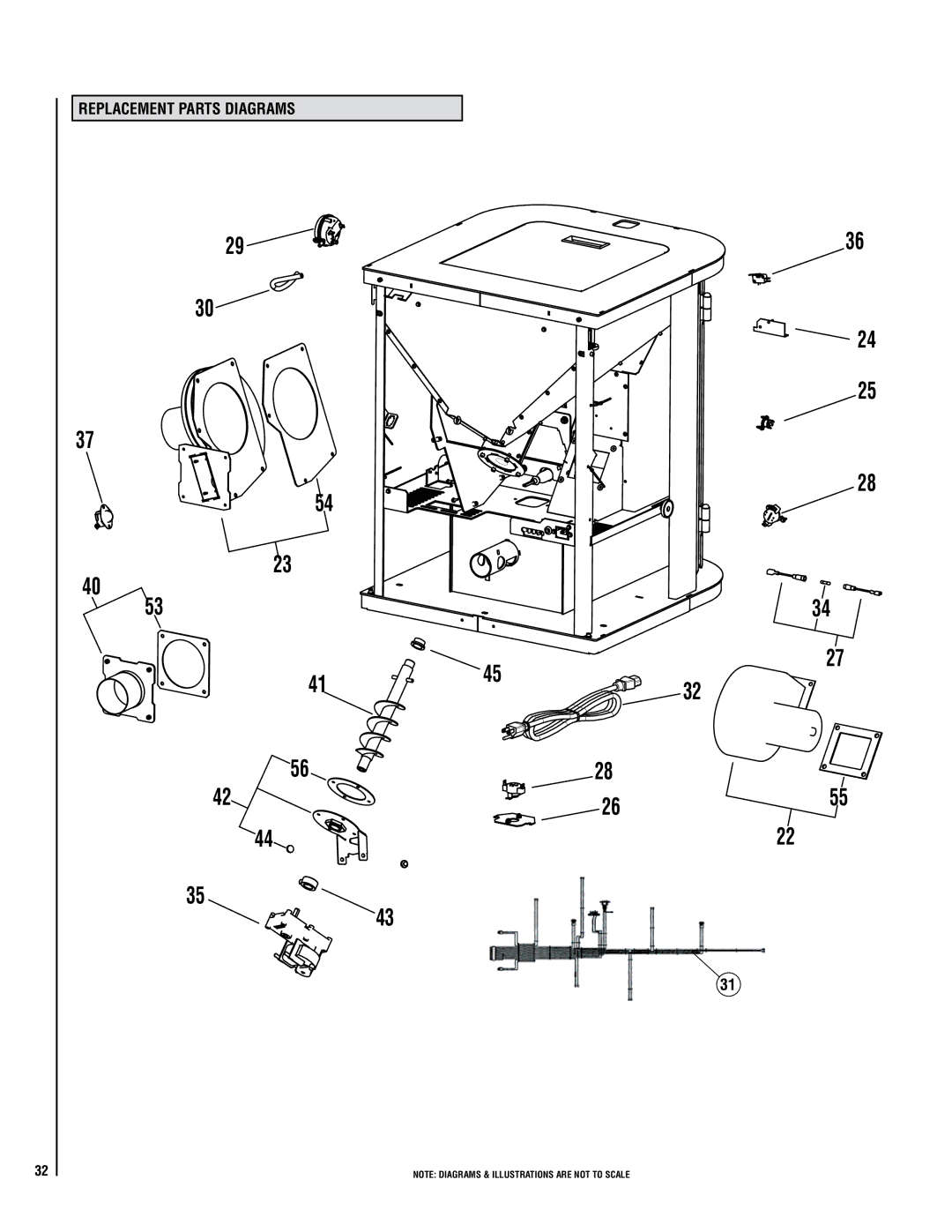 Lennox Hearth 32FS operation manual Replacement Parts Diagrams 