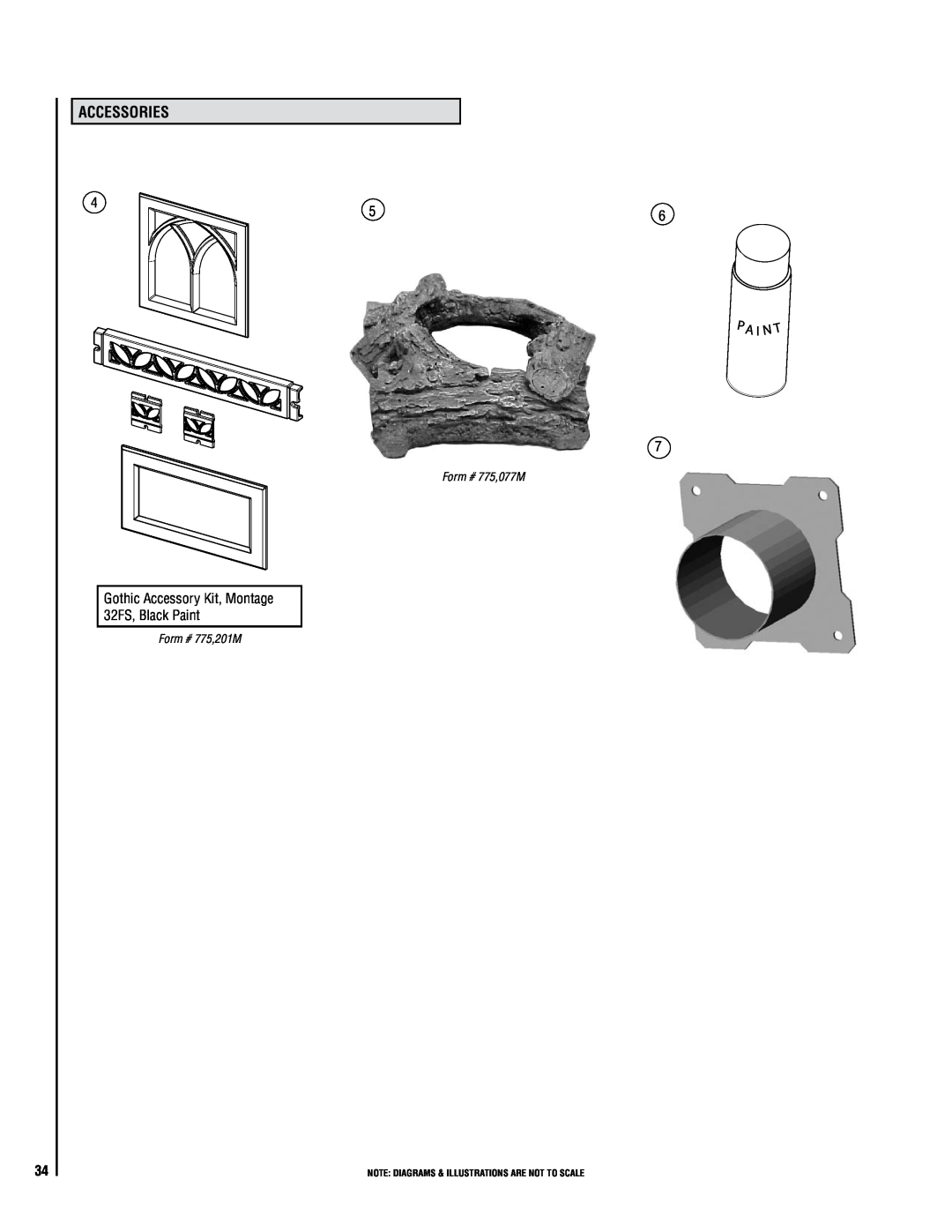 Lennox Hearth 32FS Accessories, A I N, Form # 775,077M, Form # 775,201M, Note Diagrams & Illustrations Are Not To Scale 