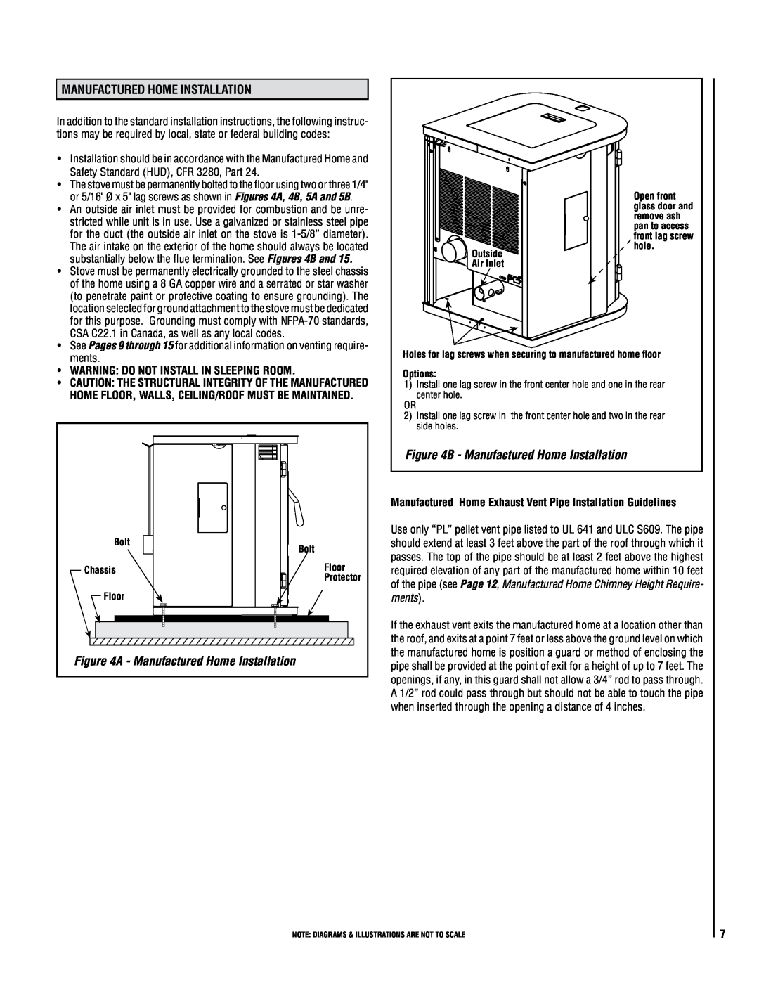 Lennox Hearth 32FS operation manual B - Manufactured Home Installation, Warning Do Not Install In Sleeping Room 