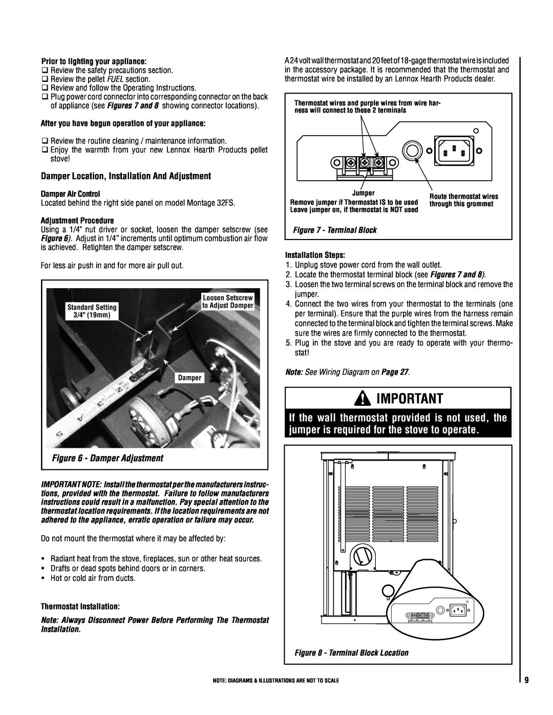 Lennox Hearth 32FS Damper Location, Installation And Adjustment, Damper Adjustment, Prior to lighting your appliance 