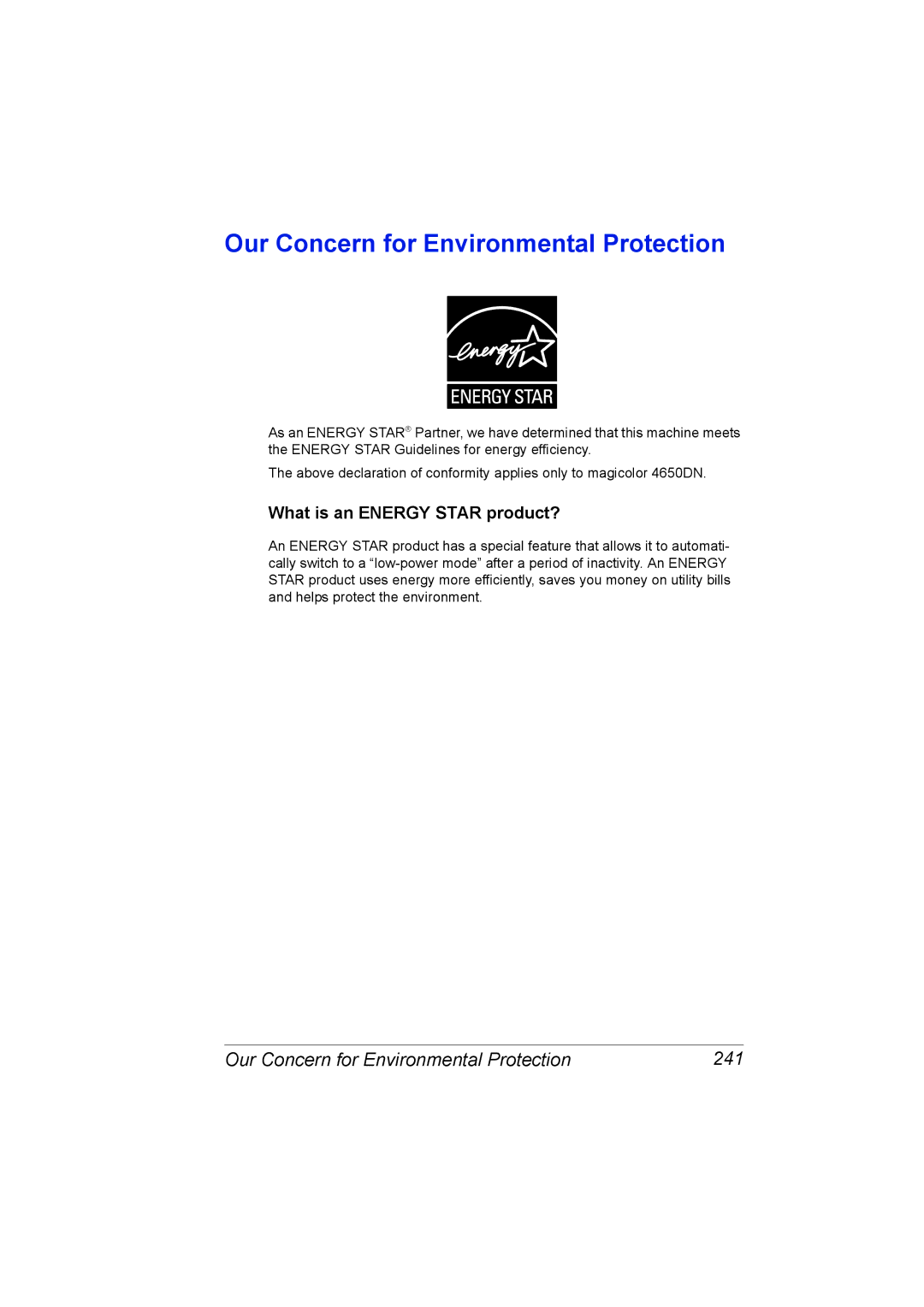 Lennox Hearth 4650EN manual Our Concern for Environmental Protection 241, What is an Energy Star product? 