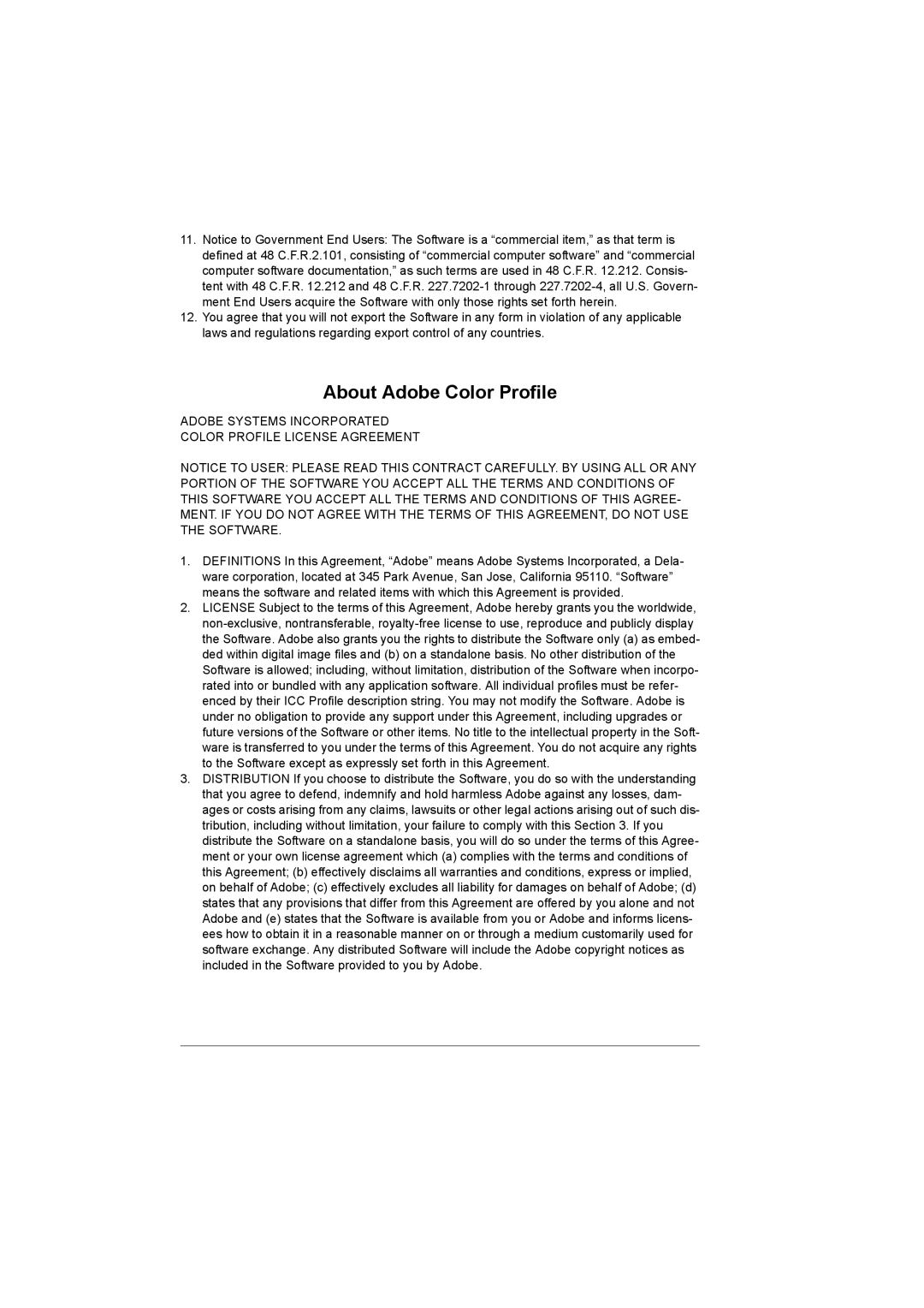 Lennox Hearth 4650EN manual About Adobe Color Profile, Adobe Systems Incorporated Color Profile License Agreement 