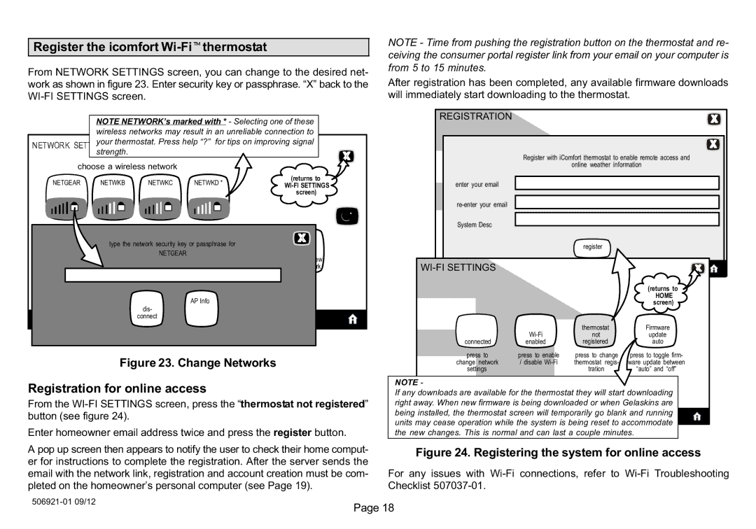 Lennox Hearth 50692101 owner manual Register the icomfort Wi−Fitthermostat, Registration for online access 