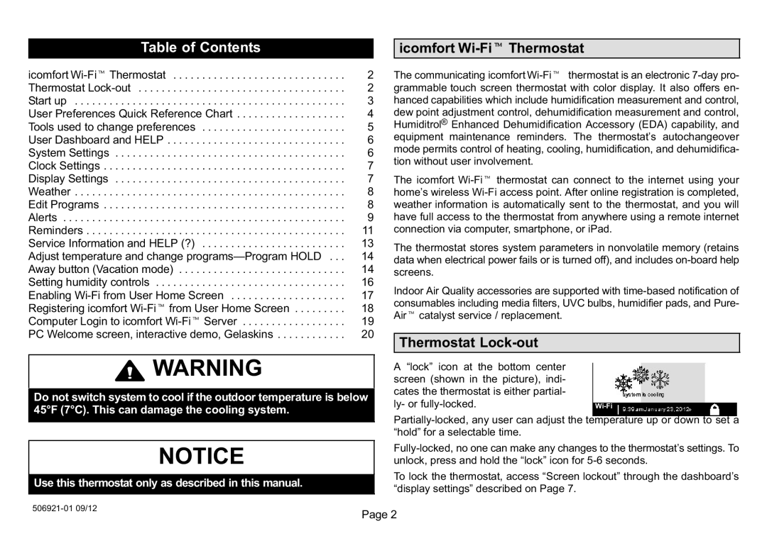 Lennox Hearth 50692101 owner manual Table of Contents 