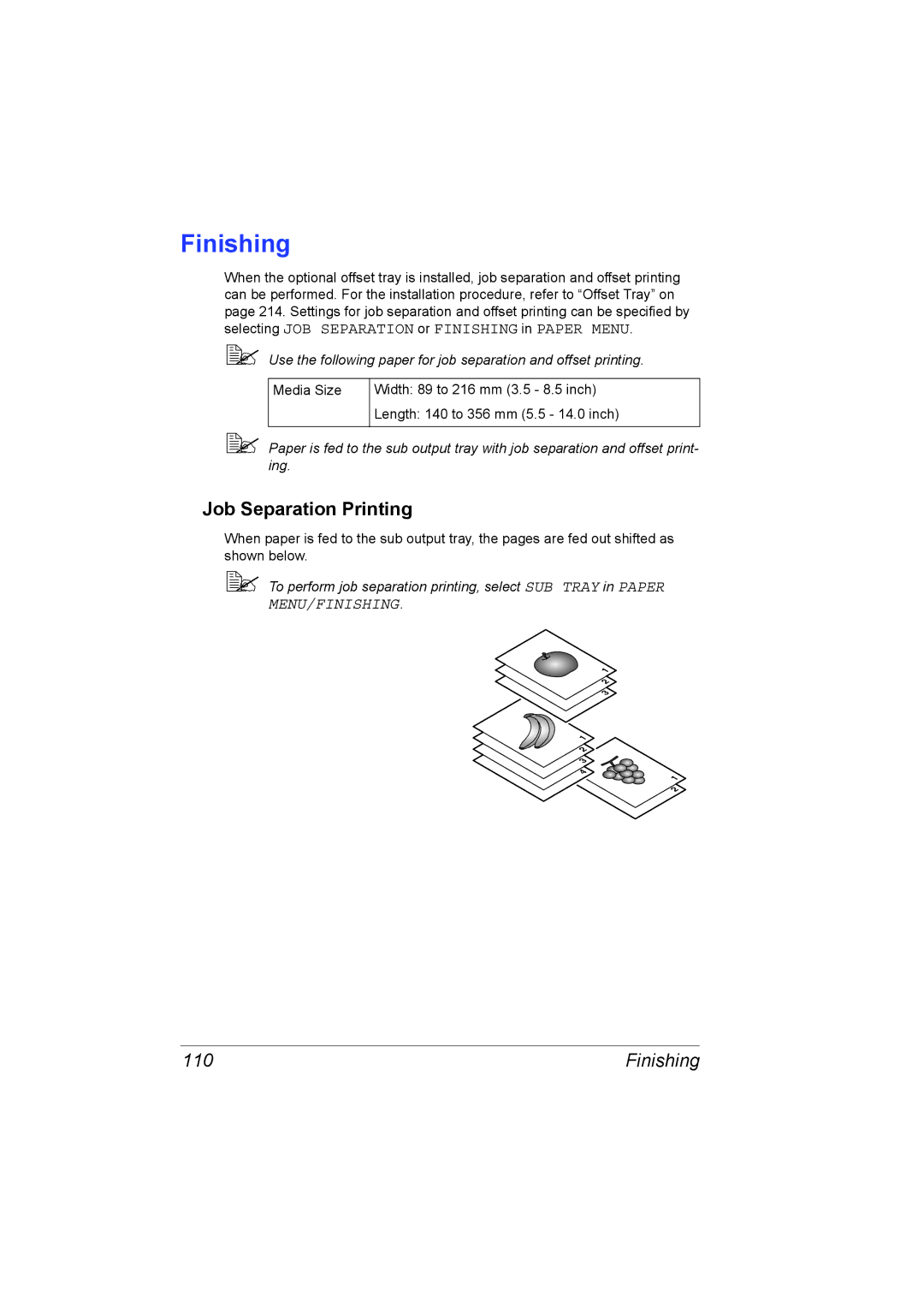 Lennox Hearth 5650EN, 4650EN manual Finishing, Job Separation Printing, 110 