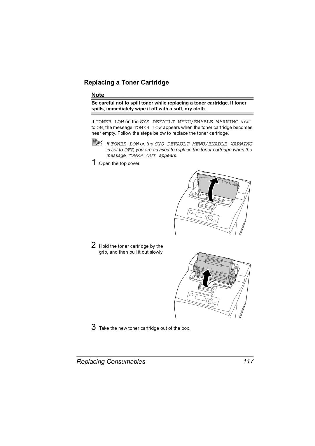 Lennox Hearth 4650EN, 5650EN manual Replacing a Toner Cartridge, Replacing Consumables 117 