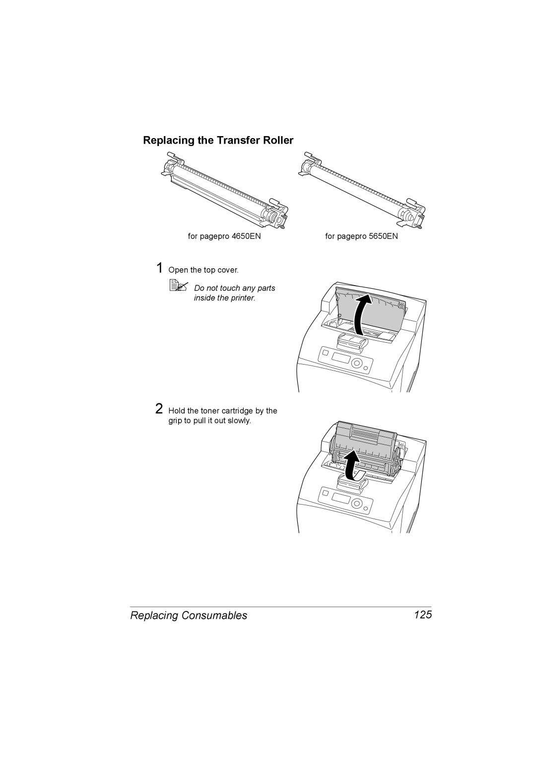 Lennox Hearth 4650EN, 5650EN manual Replacing the Transfer Roller, Replacing Consumables 125 