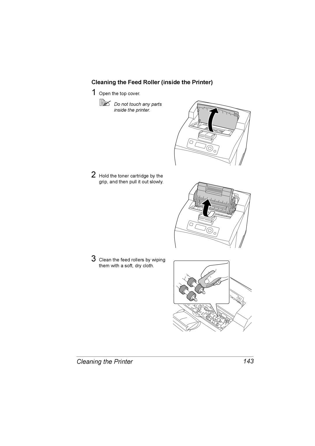 Lennox Hearth 4650EN, 5650EN manual Cleaning the Printer 143, Cleaning the Feed Roller inside the Printer 