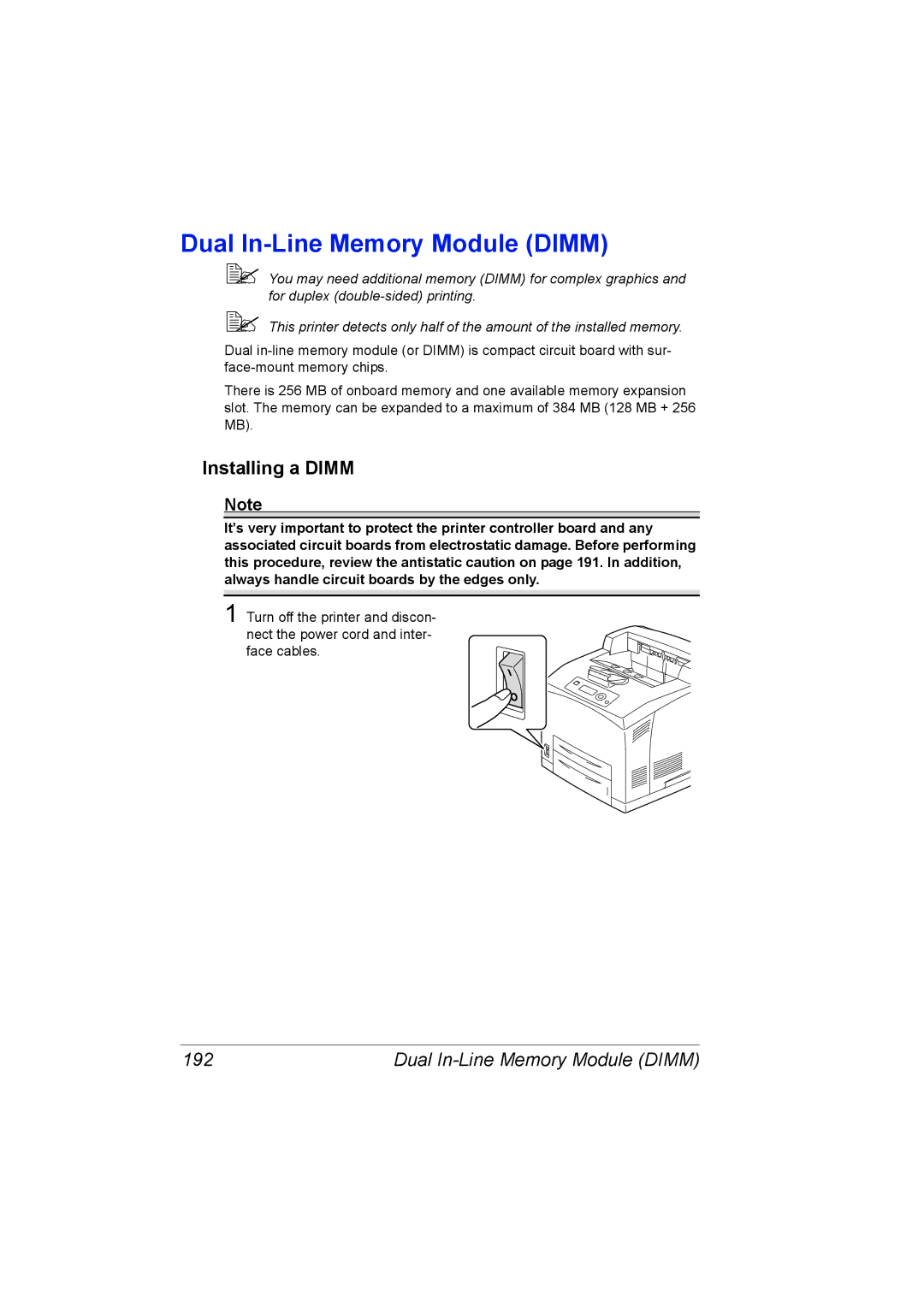 Lennox Hearth 5650EN, 4650EN manual Dual In-Line Memory Module Dimm, Installing a Dimm, 192 