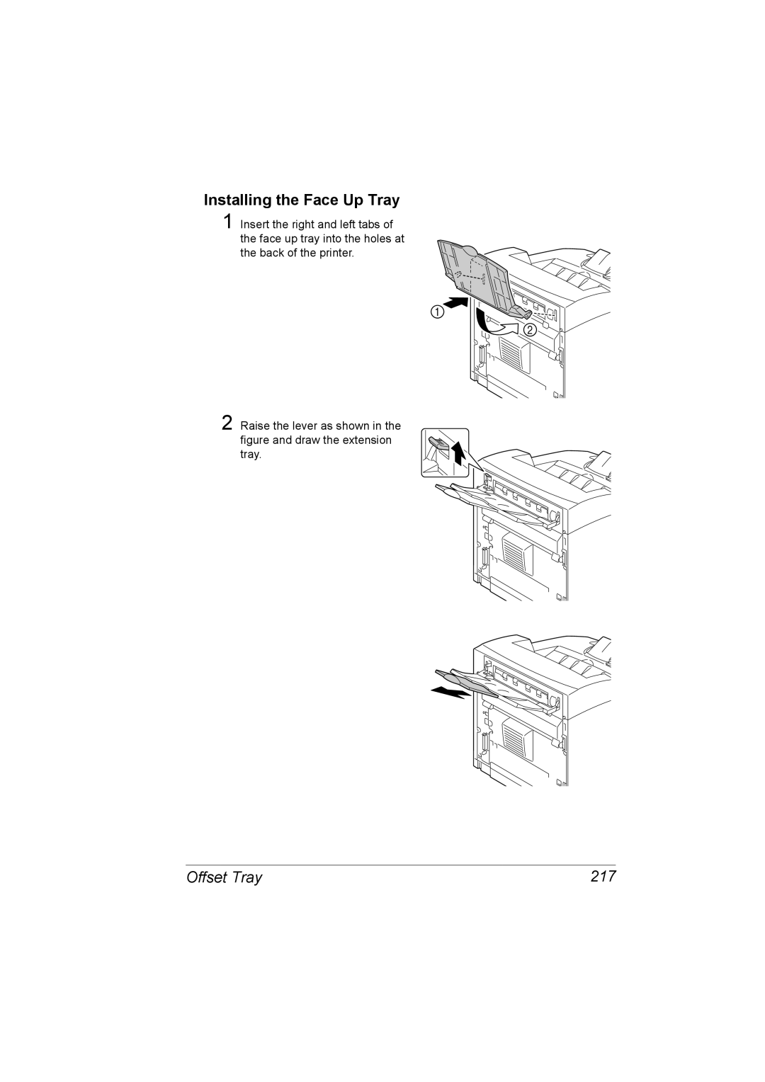 Lennox Hearth 4650EN, 5650EN manual Installing the Face Up Tray, Offset Tray 217 