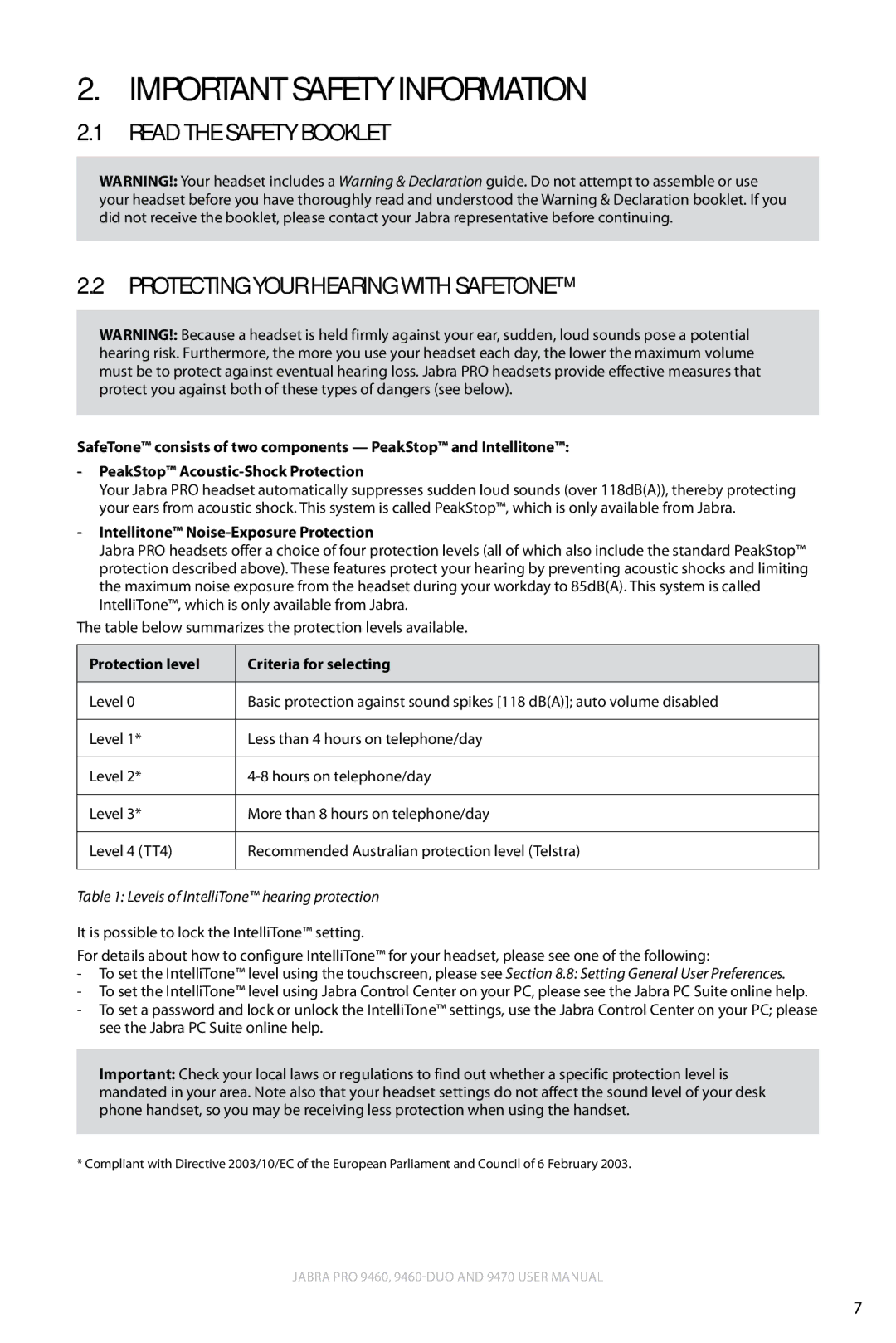 Lennox Hearth 9470 user manual Important Safety Information, Intellitone Noise-Exposure Protection 