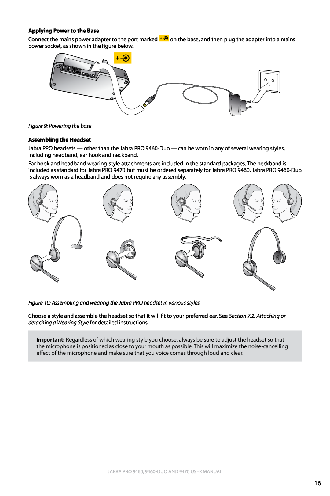 Lennox Hearth 9470 user manual english, Applying Power to the Base, Assembling the Headset 