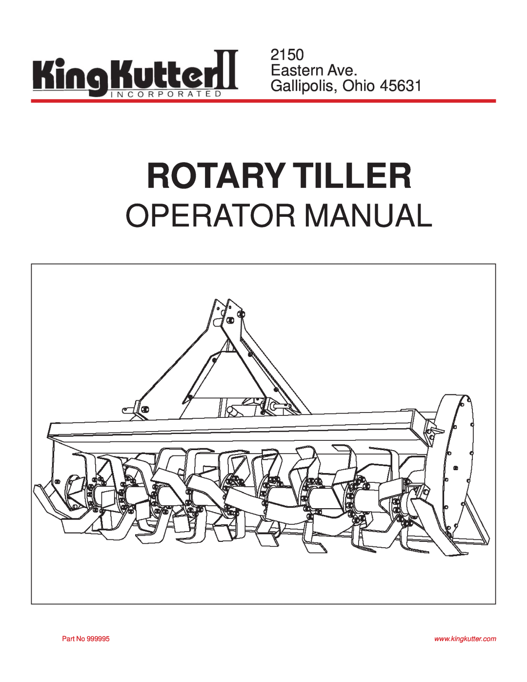 Lennox Hearth 999995 manual Rotary Tiller, Operator Manual, Part No 