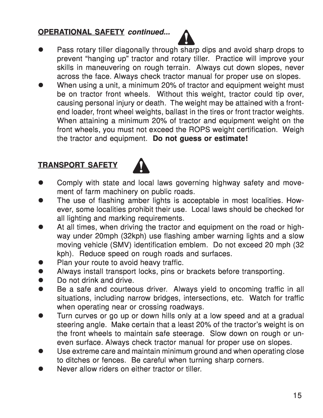 Lennox Hearth 999995 manual OPERATIONAL SAFETYcontinued, Transport Safety 