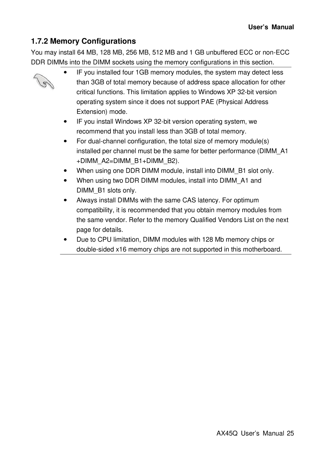 Lennox Hearth AX45Q manual Memory Configurations 