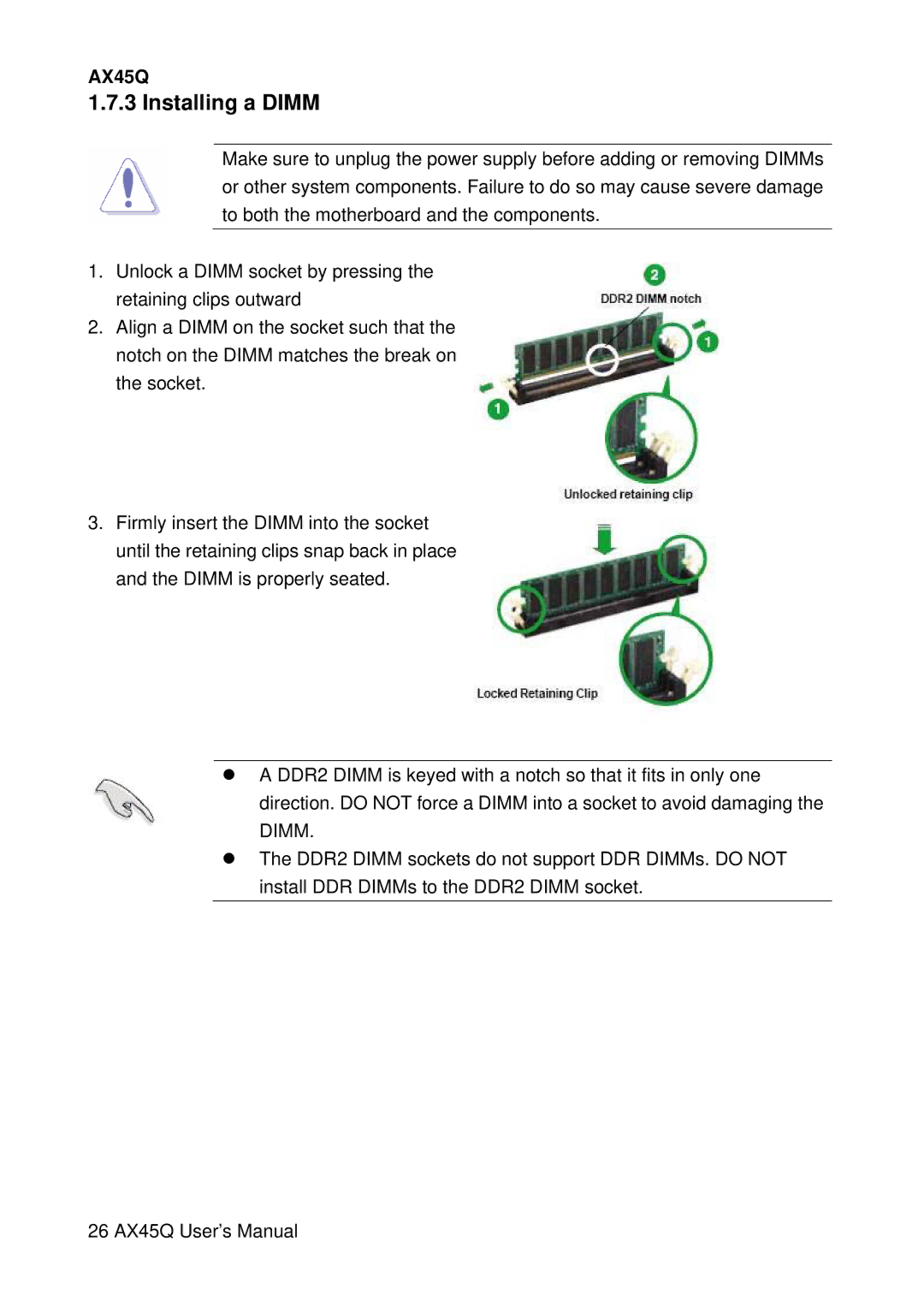 Lennox Hearth AX45Q manual Installing a Dimm 