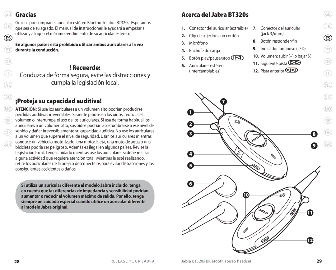 Lennox Hearth BT 320S user manual Gracias, Recuerde, ¡Proteja su capacidad auditiva, Botón responder/fin 