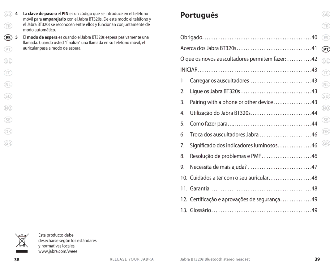 Lennox Hearth BT 320S user manual Português 