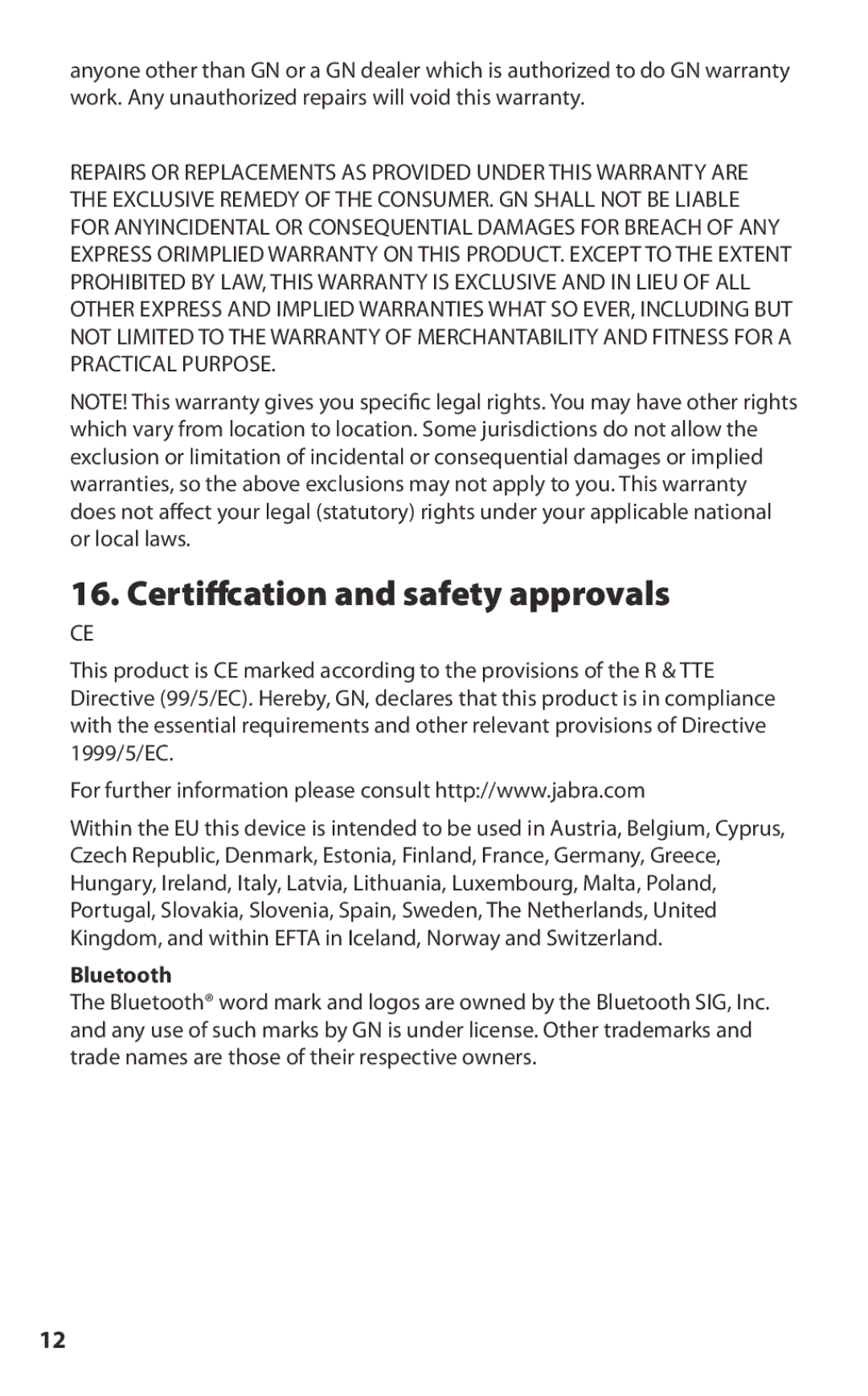 Lennox Hearth BT2010 manual Certification and safety approvals, Bluetooth 