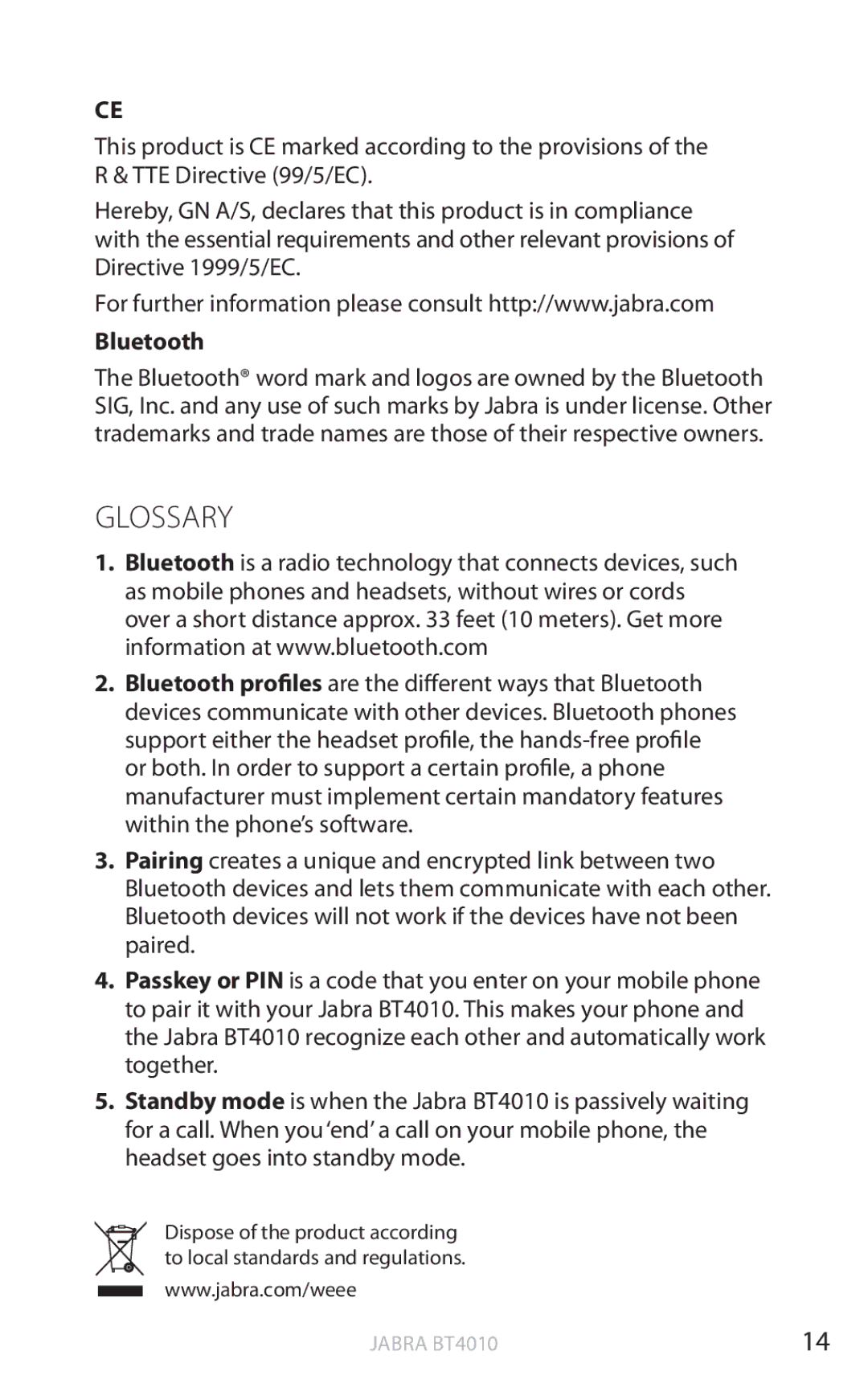 Lennox Hearth BT4010 user manual Glossary, Bluetooth 