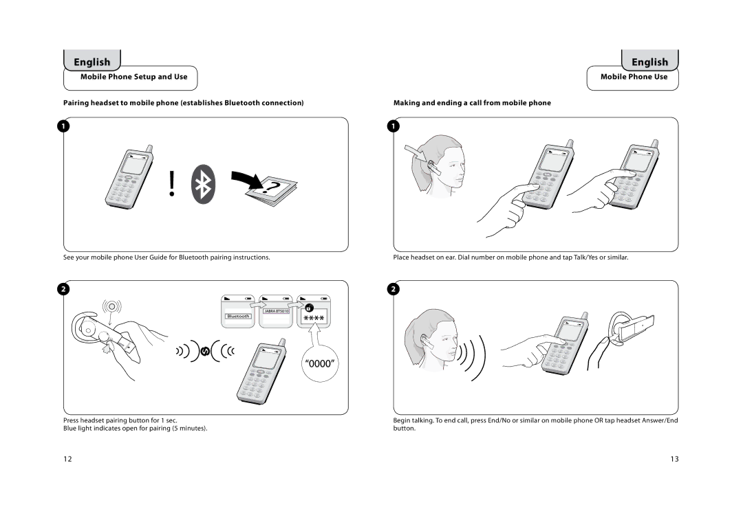 Lennox Hearth BT5010 manual Mobile Phone Setup and Use Mobile Phone Use, Making and ending a call from mobile phone 