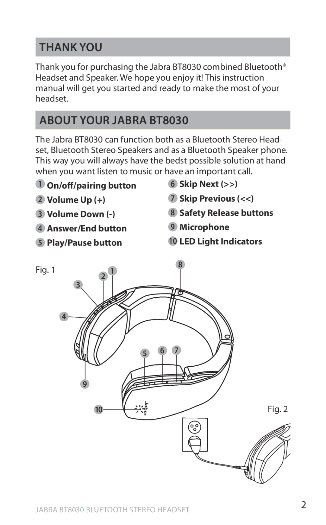 Lennox Hearth warranty Thank you About your Jabra BT8030 