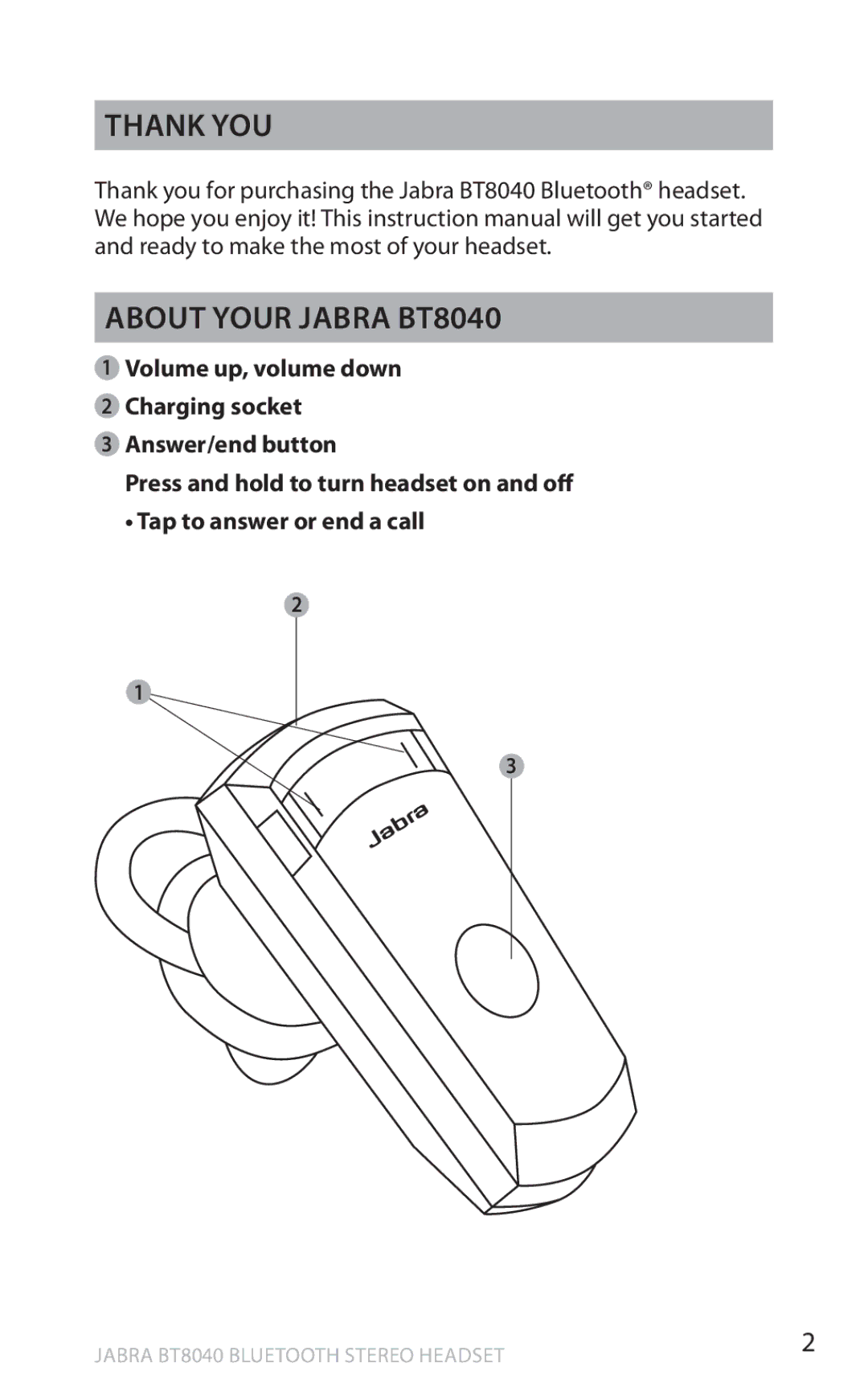 Lennox Hearth warranty Thank you About your Jabra BT8040 