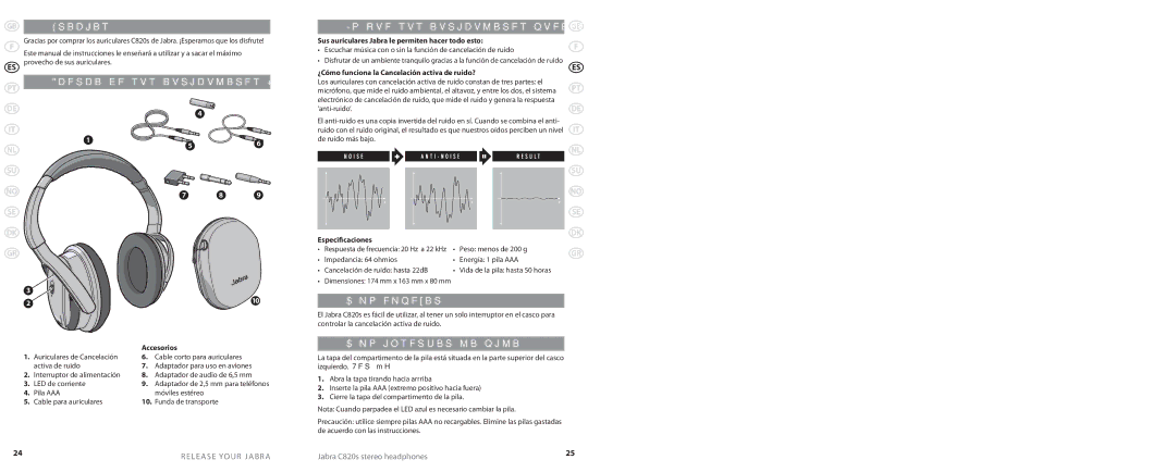 Lennox Hearth C820S user manual Gracias, Lo que sus auriculares pueden hacer, Cómo empezar, Cómo insertar la pila 