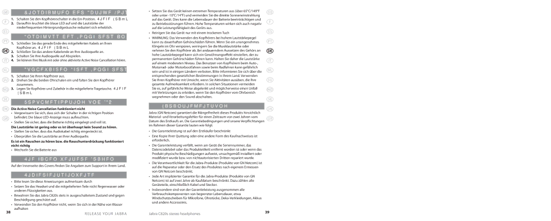 Lennox Hearth C820S user manual Einschalten der Active Noise Cancellation, Anschluss des Kopfhörers an die Audioquelle 