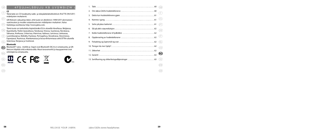 Lennox Hearth C820S user manual GB 13. Sertiﬁkaatit ja turvahyväksynnät, Bluetooth 