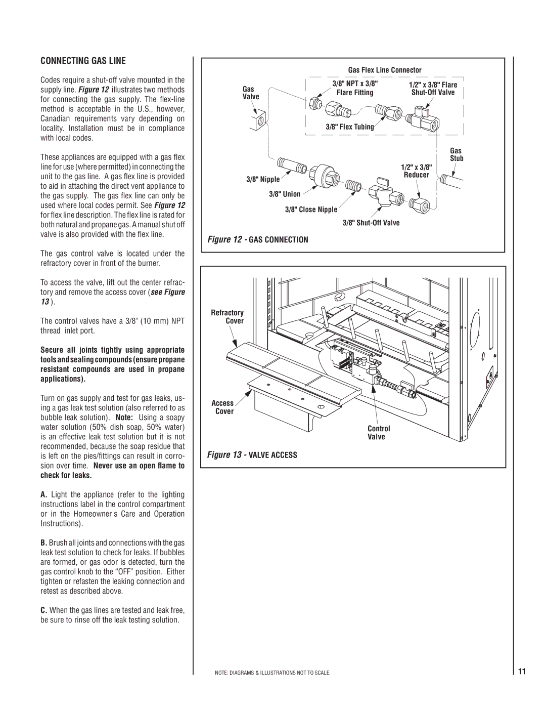 Lennox Hearth E36ODGPE-H, E42ODGNE-H, E42ODGPE-H, E36ODGNE-H installation instructions Connecting Gas Line, Valve 