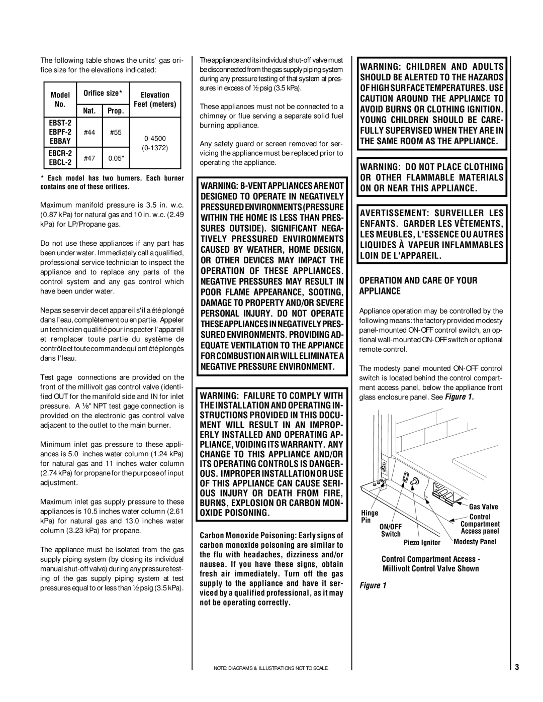 Lennox Hearth EBSTNM-2 Operation and Care of Your Appliance, Control Compartment Access Millivolt Control Valve Shown 