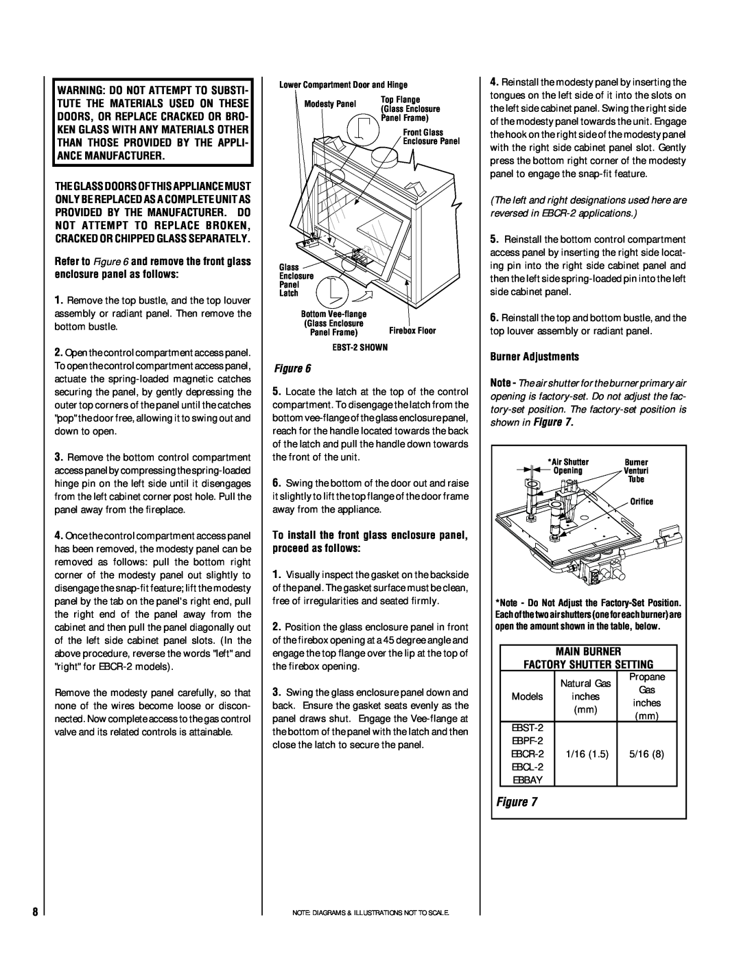 Lennox Hearth EBSTPM-2, EBSTNM-2 manual Figure, Burner Adjustments, Main Burner Factory Shutter Setting 