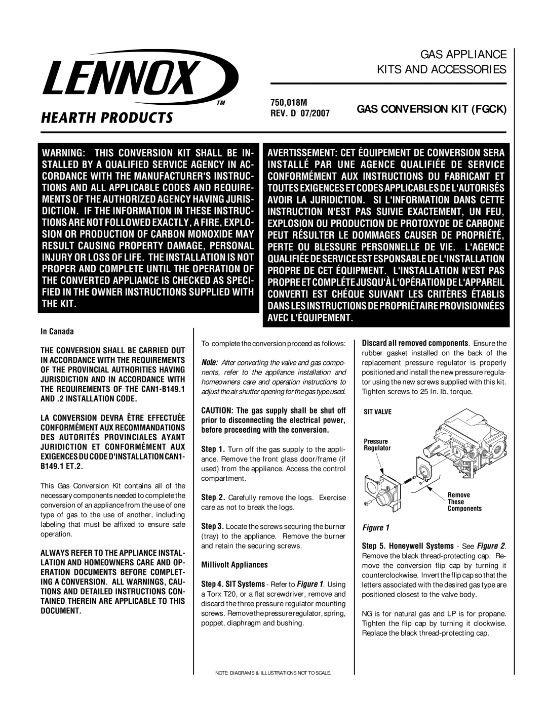 Lennox Hearth FGCK manual Canada, 2 Installation Code, Millivolt Appliances 