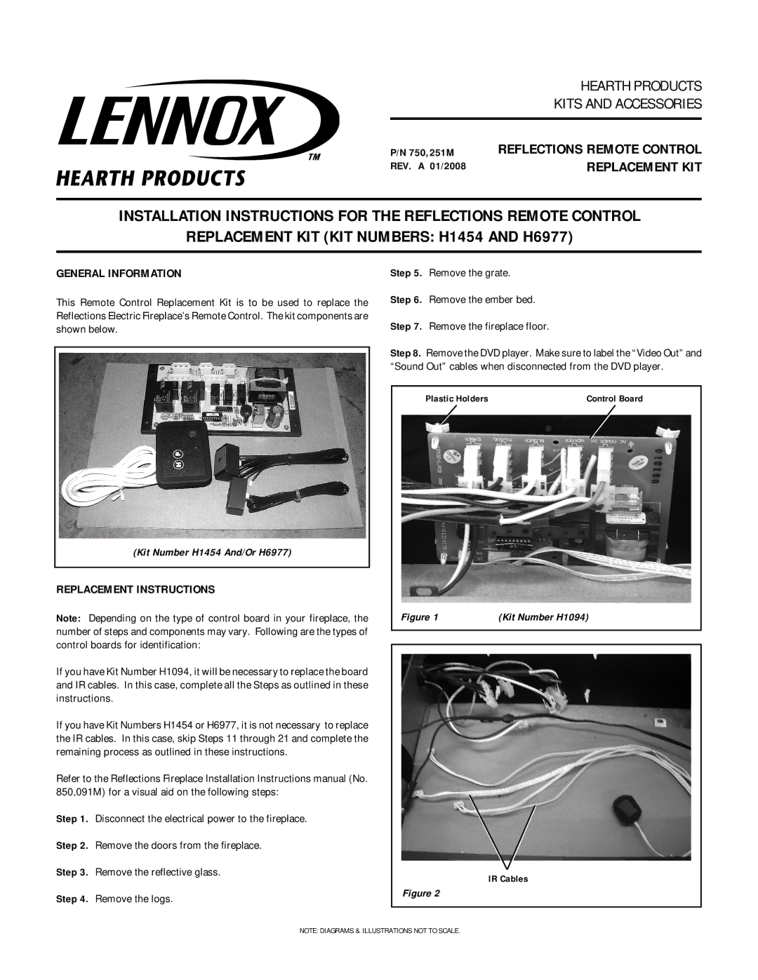 Lennox Hearth H6977 installation instructions Reflections Remote Control Replacement KIT, General Information, IR Cables 