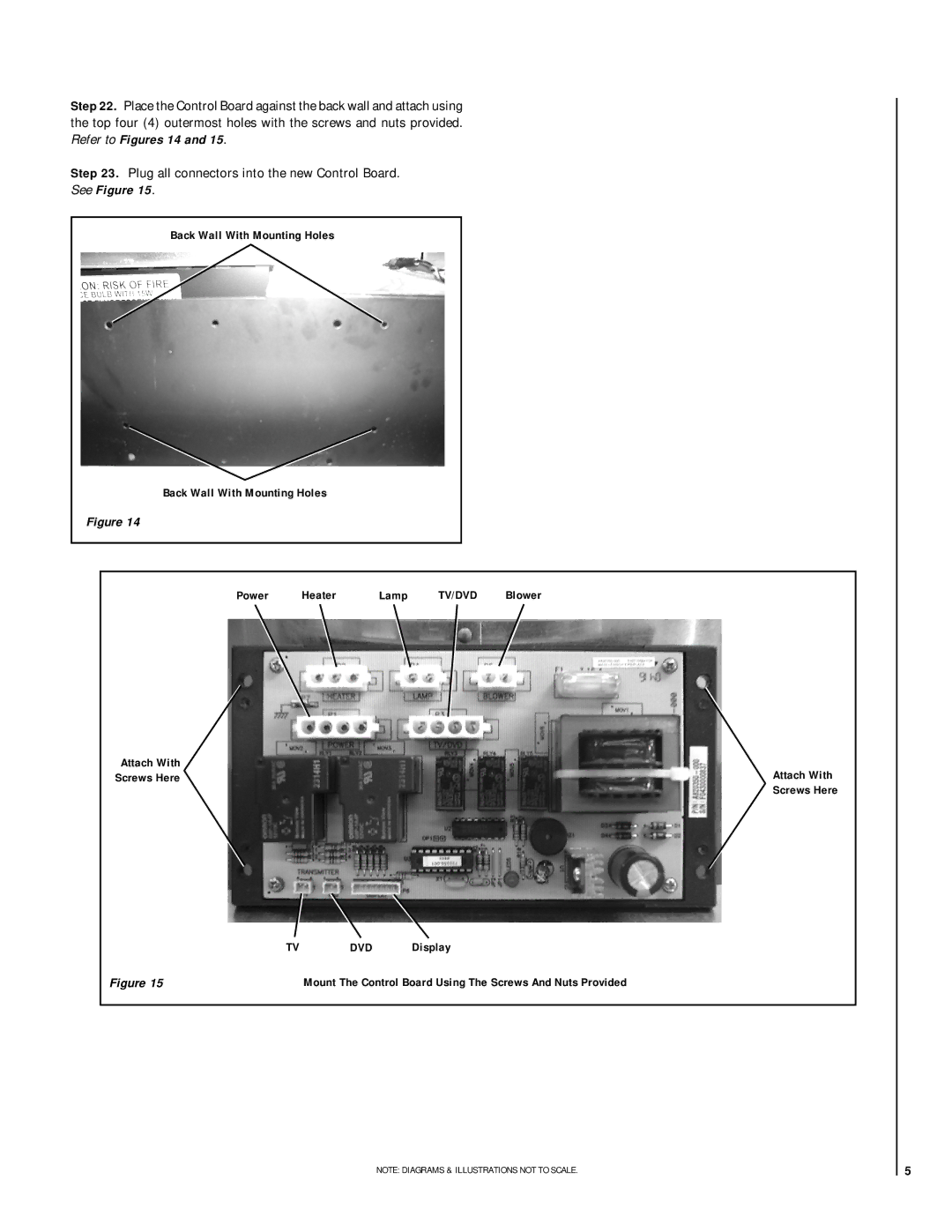 Lennox Hearth H6977 Back Wall With Mounting Holes Power Heater Lamp, Attach With Screws HereAttach With Tvdvd Display 