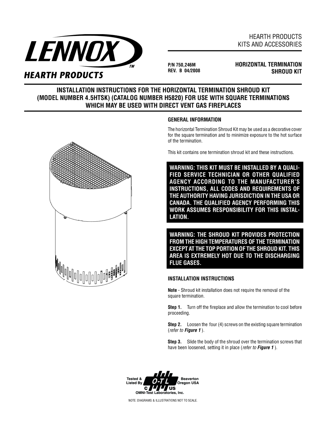 Lennox Hearth 4.5HTSK installation instructions Which MAY be Used with Direct Vent GAS Fireplaces, General Information 