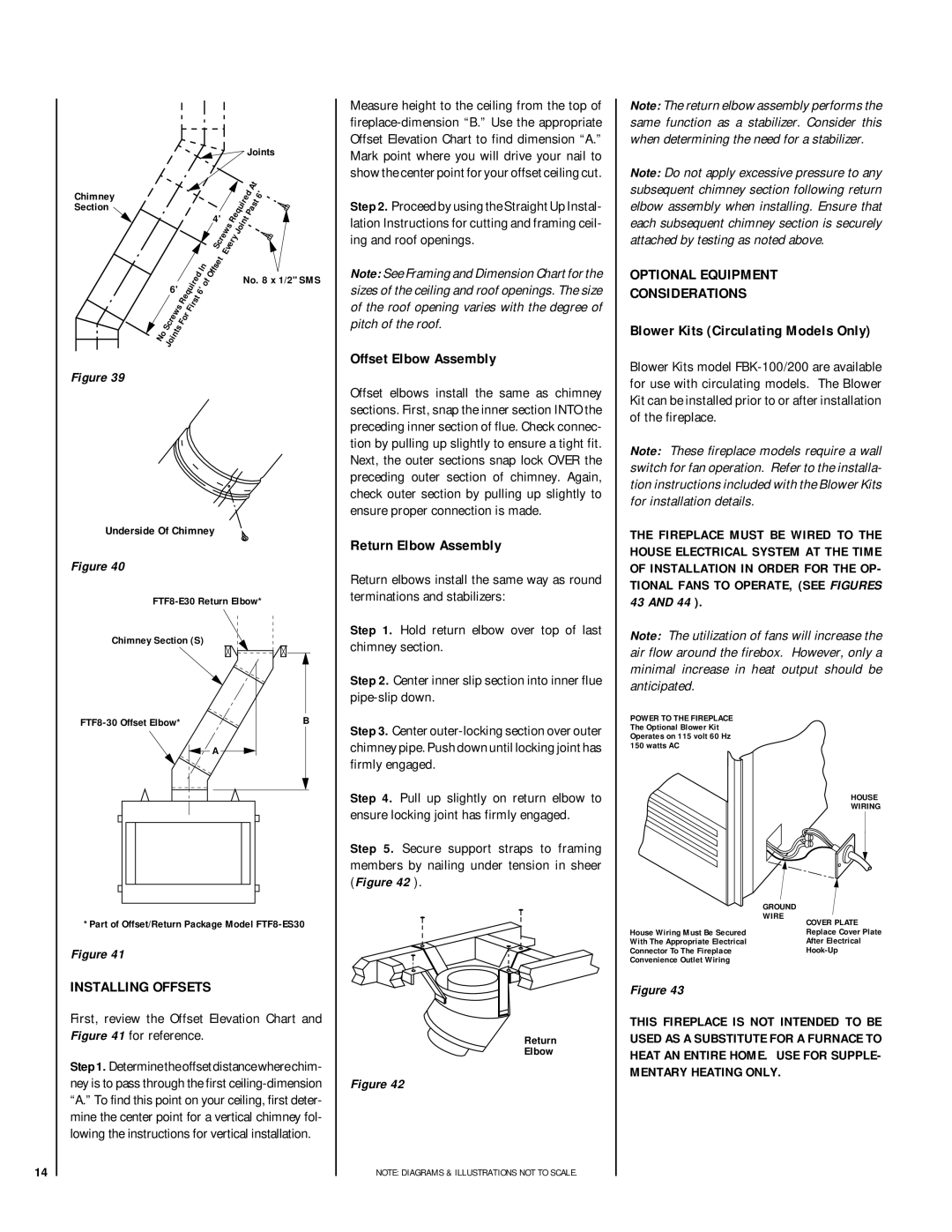 Lennox Hearth HCI-36-H Installing Offsets, Offset Elbow Assembly, Return Elbow Assembly, Optional Equipment Considerations 