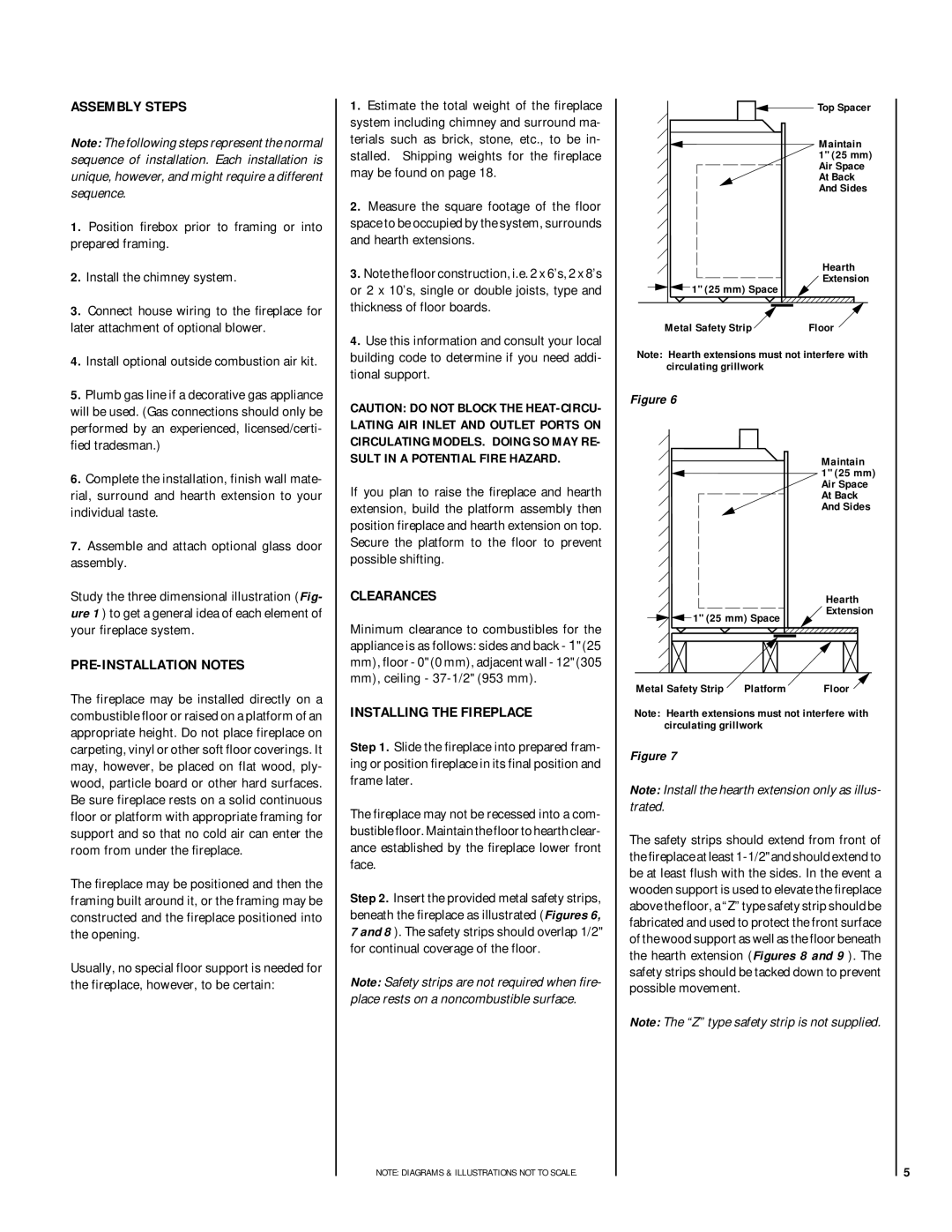 Lennox Hearth RDI-36-H, HCI-36-H Assembly Steps, PRE-INSTALLATION Notes, Clearances, Installing the Fireplace 