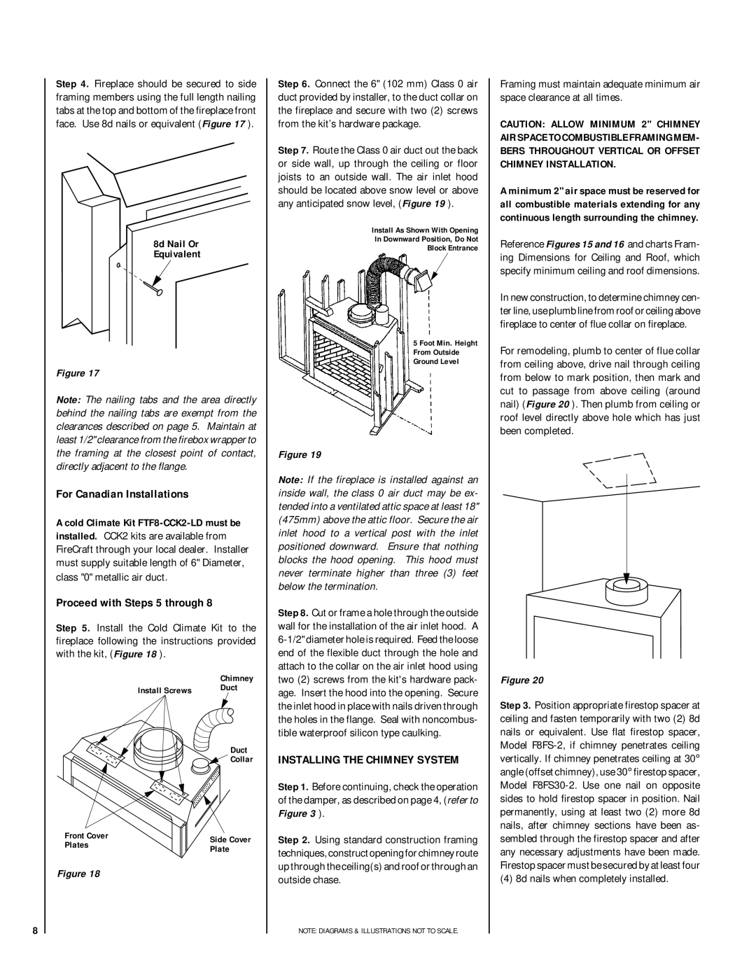 Lennox Hearth HCI-36-H, RDI-36-H For Canadian Installations, Proceed with Steps 5 through, Installing the Chimney System 