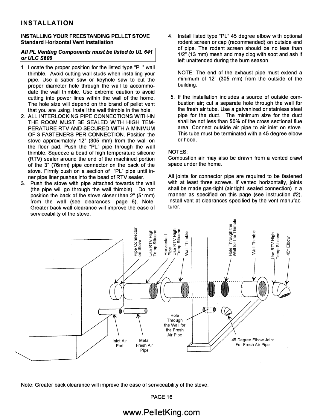 Lennox Hearth II-T C INS, II-T C FS operation manual Installation 