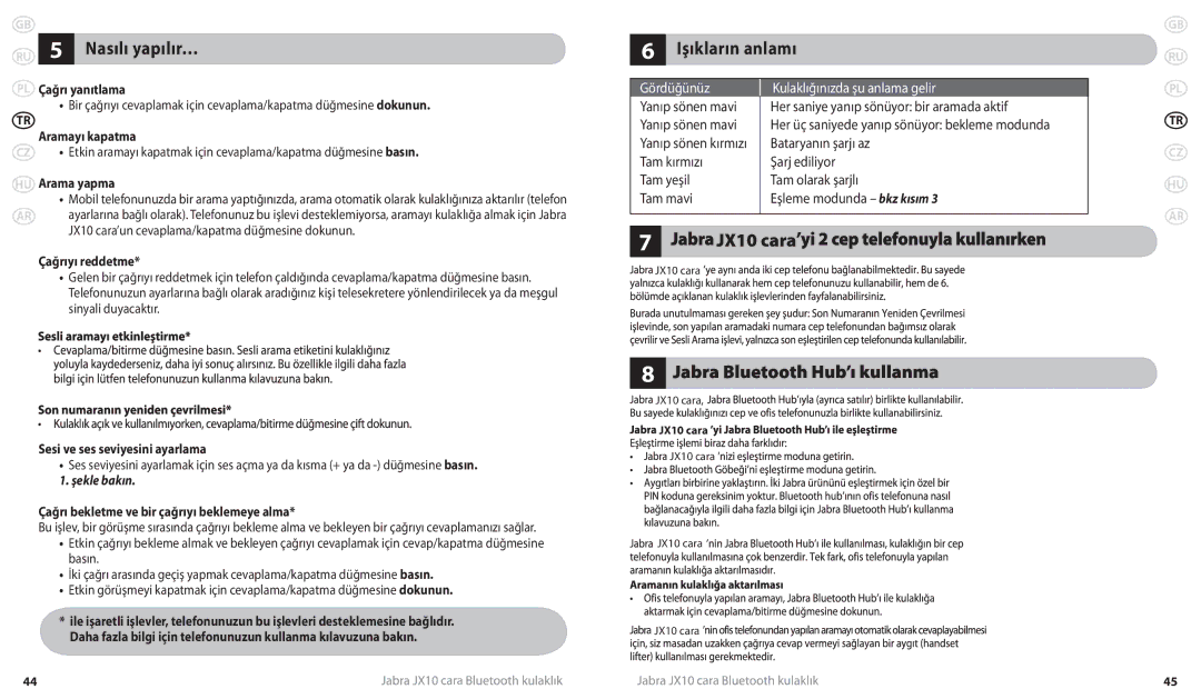 Lennox Hearth JX10 CARA user manual Nasılı yapılır…, Işıkların anlamı, JX10 cara 