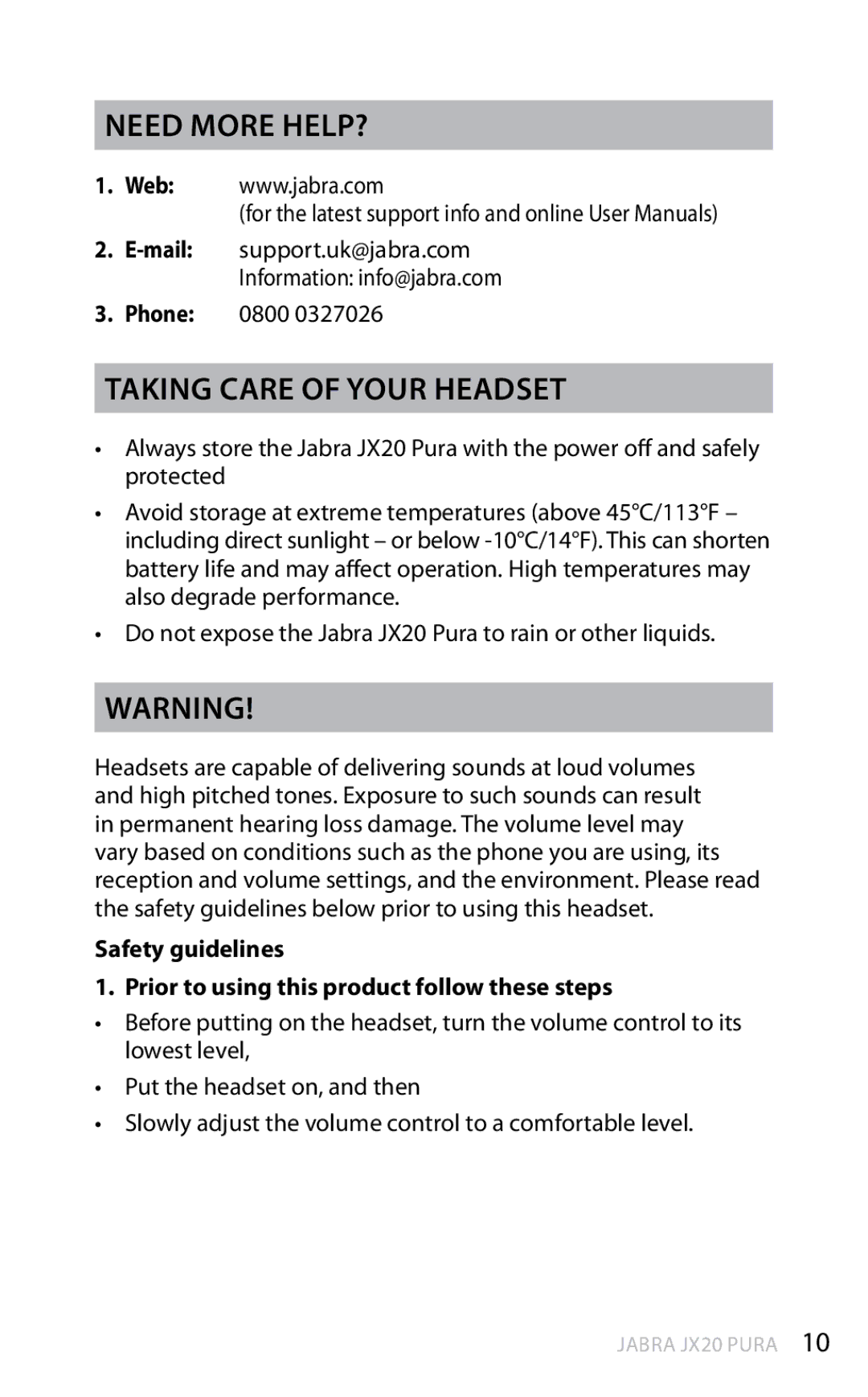 Lennox Hearth JX20 manual Need more help?, Taking care of your headset 