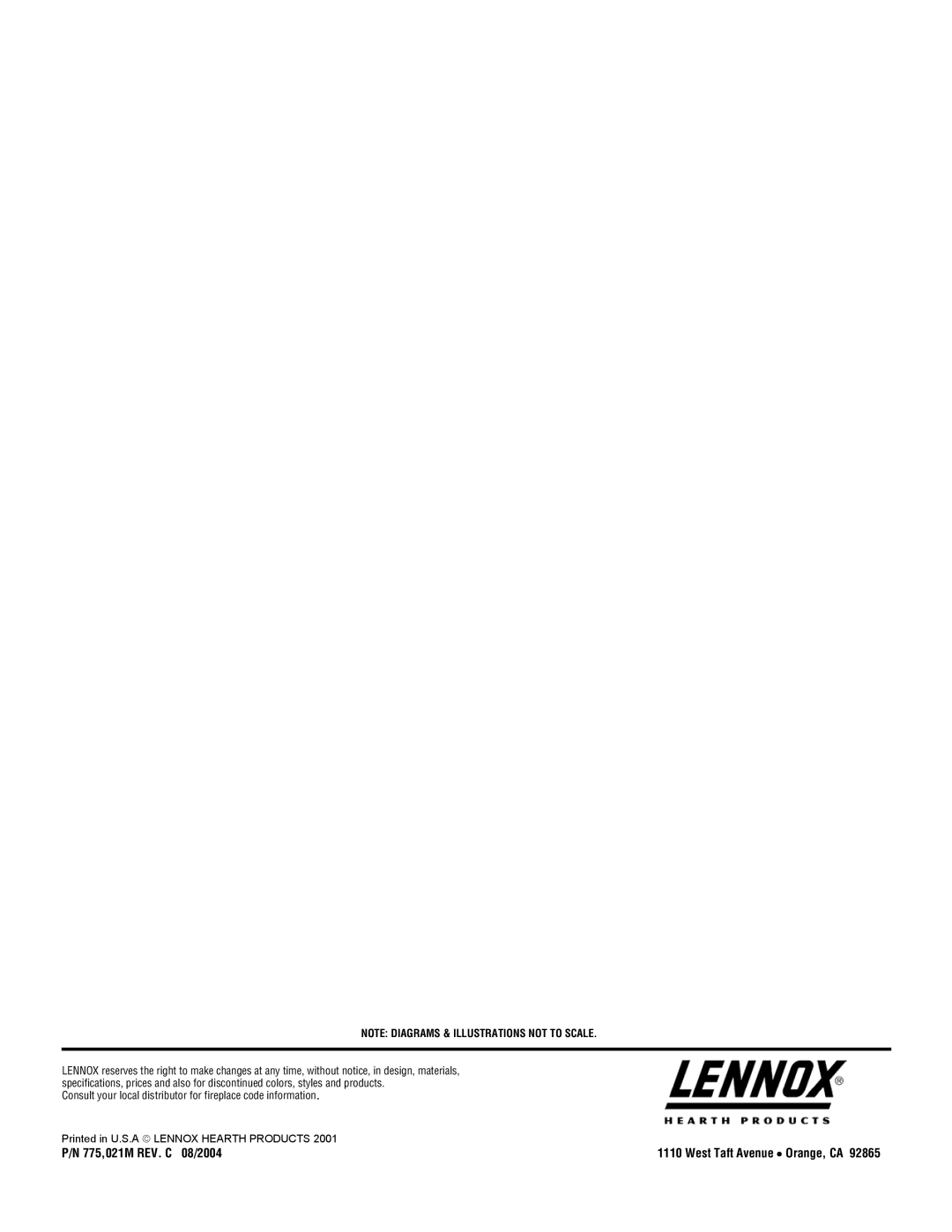 Lennox Hearth L20 DVF-2, L20 BF-2 manual 775,021M REV. C 08/2004 