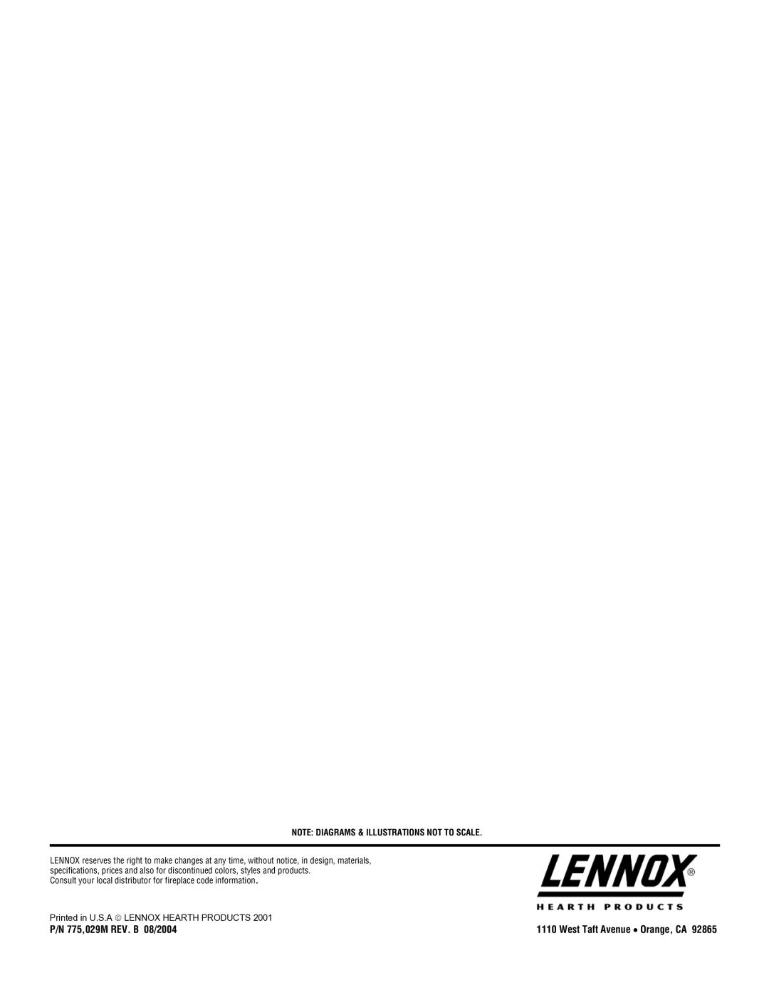 Lennox Hearth L30 DVF-2 operation manual 775,029M REV. B 08/2004 