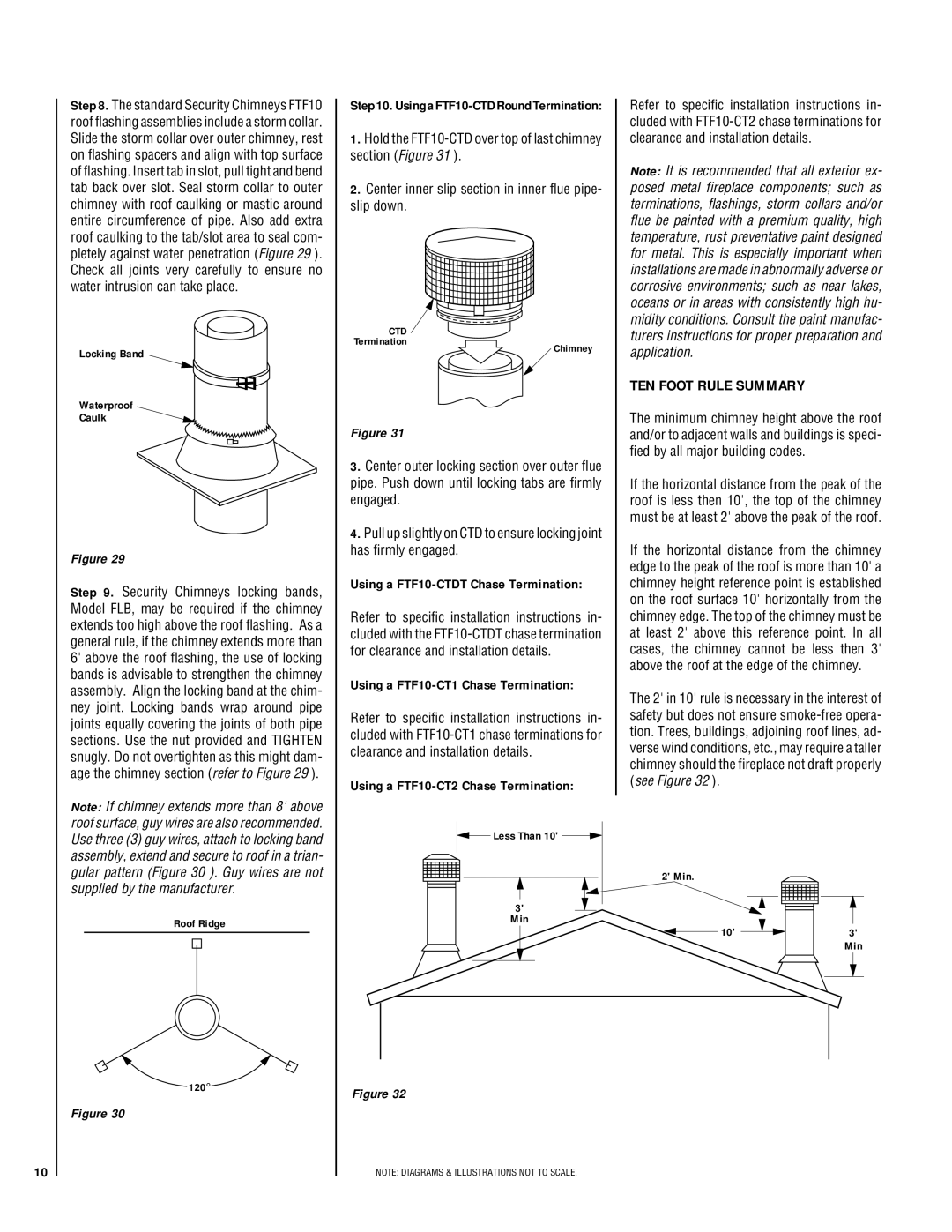 Lennox Hearth LA41TCF TEN Foot Rule Summary, Using a FTF10-CTDT Chase Termination, Using a FTF10-CT1 Chase Termination 